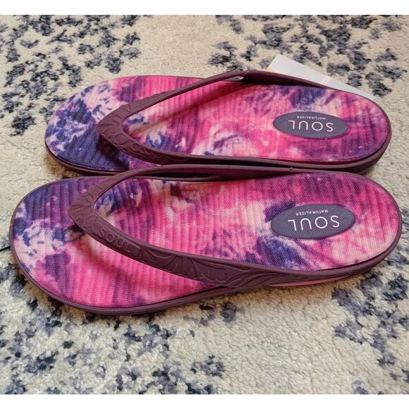 SOUL by Naturalizer Berry Maroon COMFY Flip Flops Sandals 12M - Picture 4 of 6